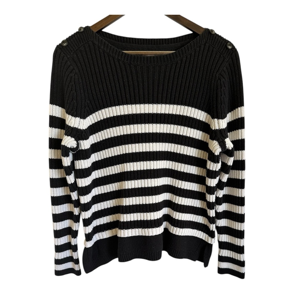 Croft & borrow black and white pullover sweater women L